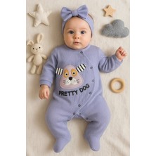 LTG Nova Pretty Dog Nakışlı Bandanalı % 100 Pamuk Kız Bebek Tulumu