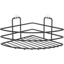 Cm Store Kendiliğinden Yapışkanlı Montaj Gerektirmeyen Tek Katlı Banyo Askı Köşe Şampuanlık Siyah (5067)