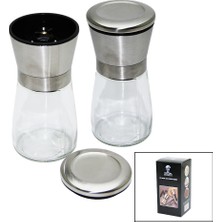 Cm Store Cam Hazneli - Metal Kapaklı Küçük Tuz - Baharat Öğütücü (5067)