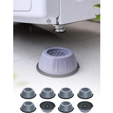 Omilife 8'li Gri Çamaşır Makinesi Titreşim Önleyici Vantuzlu Kaydırmaz Ayak Stoper Seti 7 cm
