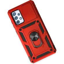 İlk El Grup Ieg™  Samsung Galaxy A52 Kılıf Pars Lens Yüzüklü Silikon - Kırmızı