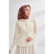 Armanda Marigold Desen Tivil Ipek Eşarp 4368-BORDO