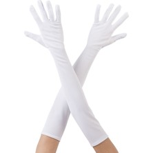 Cm Store Beyaz Renk Dirseğe Kadar Uzun Kumaş Eldiven 40 cm (5067)