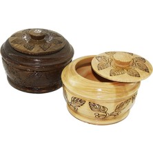 Cm Store Ayaksız   Desenli - Cnc Işlemeli  Ahşap Şekerlik Kapaklı  Fileli Ambalaj (5067)