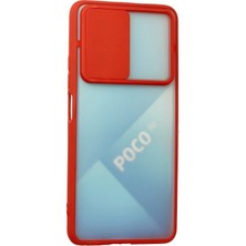 İlk El Grup Ieg™  Xiaomi Poco F3 Kılıf Palm Buzlu Kamera Sürgülü Silikon - Kırmızı