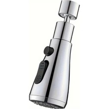 Cm Store 360 Derece Dönebilen- 3 Mod  Krom Yağmur Püskürtme Borulu Kubar Musluk Ucu  (5067)