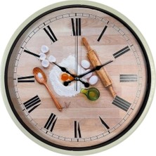 Senka Mey Ithalat® Krem 36 cm Dekoratif Mutfak Duvar Saati