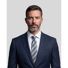 1001 Kravat Gri Çizgili Kravat - 8 cm genişliğinde