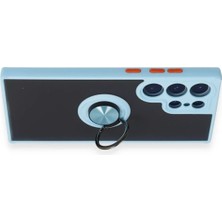 İlk El Grup Ieg™  Samsung Galaxy S23 Ultra Kılıf Montreal Yüzüklü Silikon Kapak - Buz Mavi