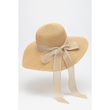 Mollycrush Kadın Hasır Şapka - Fiyonk Detaylı Geniş Kenarlı Güneş Koruyucu Yazlık Model