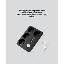 Senka Mey Ithalat® Akım Korumalı 3 USB Portlu 4’lü Priz 4.1A Hızlı Şarj