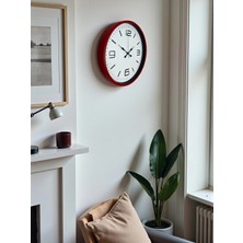 Senka Mey Ithalat® 36 cm Kırmızı Modern Dekoratif Duvar Saati