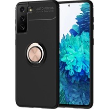 İlk El Grup Ieg™  Samsung Galaxy S21 Plus Kılıf Range Yüzüklü Silikon - Siyah-Gold