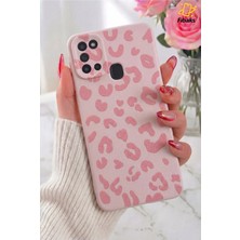 Fibaks Galaxy M31 Kılıf Pembe Leopar Şık Tasarımlı Premium Ince Soft Silikon