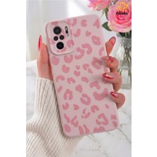 Fibaks Redmi Note 10 Kılıf Pembe Leopar Şık Tasarımlı Premium Ince Soft Silikon