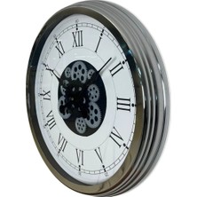 Senka Mey Ithalat® Empire 60 cm Çarklı Krom Duvar Saati