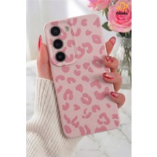 Fibaks Galaxy S22 Kılıf Pembe Leopar Şık Tasarımlı Premium Ince Soft Silikon