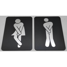 ALMITAL 2 Adet WC Tuvalet İşareti, Esprili, Bay Ve Bayan, Pleksi Aynalı Takım (2 Adet ),  18X12 Cm