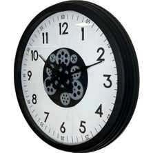 Senka Mey Ithalat® Black Motion 60 cm Çarklı Duvar Saati