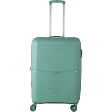 Mçs Ultra Hafif Logolu Extra Körüklü Polipropilen 360 C° Döner 4 Çiftli Tekerli Teleskopik Saplı Valiz