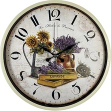 Senka Mey Ithalat® Krem Sunflower & Lavender 36 cm Duvar Saati