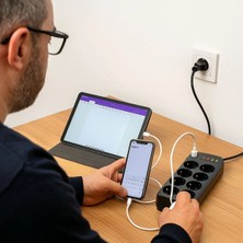 Senka Mey Ithalat® Akım Korumalı Termal Uzatma Kablosu – 8 Priz, 2 USB ve 2 Type-C Girişli, Güçlü Çoklu
