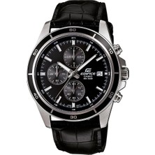 Casio 526L Edifice Erkek Kol Saati 10 ATM Su Geçirmezlik Siyah Deri Kordon Çelik Kasa