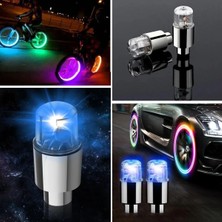 Senka Mey Ithalat® Araç ve Bisiklet Için 2’li Mavi LED Hava Valfi Işık Kapakları–gece Parlayan Lastik As