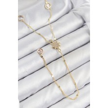 Pirinç Zirkon Taşlı Kutup Yıldızı Model Gold Renk Y Kolye - Lisinya