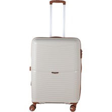 Mçs Ultra Hafif Logolu Extra Körüklü Polipropilen 360 C° Döner 4 Çiftli Tekerli Teleskopik Saplı Valiz