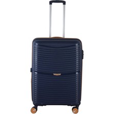 Mçs Ultra Hafif Logolu Extra Körüklü Polipropilen 360 C° Döner 4 Çiftli Tekerli Teleskopik Saplı Valiz