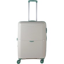 Mçs Ultra Hafif Logolu Extra Körüklü Polipropilen 360 C° Döner 4 Çiftli Tekerli Teleskopik Saplı Valiz