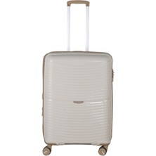 Mçs Ultra Hafif Logolu Extra Körüklü Polipropilen 360 C° Döner 4 Çiftli Tekerli Teleskopik Saplı Valiz