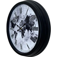 Senka Mey Ithalat® Worldline Black 40 cm Metal Duvar Saati