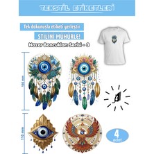 Agg Reklam Ütü ile Yapışan Kıyafet Etiketi Nazar Boncukları Serisi -3  4lü Set