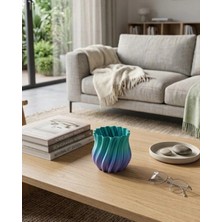 Senka 3D Kıvrımlı Mavi Vazo Modern Dekoratif Şık Ev Aksesuarı