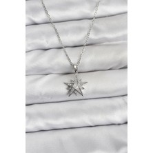 316L Çelik Zincir Gümüş Renk Yıldız Model Zirkon Taşlı Kadın Kolye - Lisinya