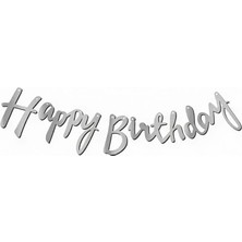 Deha Parti Kaligrafi Banner Happy Birthday Gümüş Doğum Günü Kutlama Süsleri