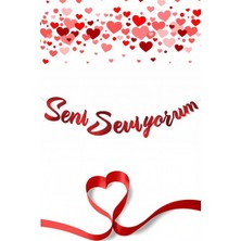 Deha Parti Kaligrafi Banner Seni Seviyorum Kırmızı Evlilik Teklifi Yıldönümü Kutlaması