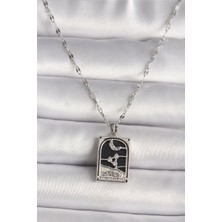 316L Çelik Gümüş Renk Zirkon Taşlı Ay Figürlü Taror Model Kadın Kolye - Lisinya