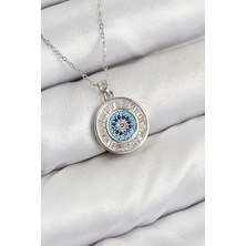 Pirinç Zirkon Taşlı Su Yolu Nazar Model Gümüş Renk Kadın Kolye - Lisinya