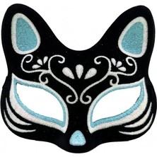 İlk El Grup Ieg™ Siyah Süet Gümüş Mavi Simli Kedi Maskesi