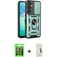 İlk El Grup Ieg™ Galaxy S25 Fe Kılıf Ahenk Klasik - Şeffaf Pasifik Cam Ekran Koruyucu + Lacivert Raze Metal Kamera Lens