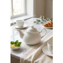 Mustran 750 ml Beyaz Porselen Demlik & Şık Kahvaltı ve Çay Saati Sunum Gereci