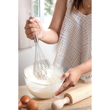 Mustran Lüks Örgülü Paslanmaz Çelik Çırpıcı & Profesyonel Hamur ve Sos Karıştırıcı (32 Cm)