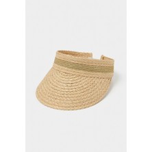 Mollycrush Simli Hasır Plaj ve Tenis Güneş Siperliği Vizör Şapka - Şık Yazlık Vizör Şapka Tesettür Uyumlu