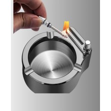 Senka Mey Ithalat® Çakmaklı Küllük Paslanmaz Metal Yuvarlak Tasarım