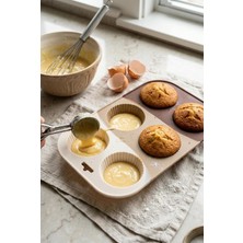 Mustran Kahve Rengi 6’lı Silikon Kek ve Çikolata Kalıbı & Muffin Kabı Pişirme Gereci 16X25 cm