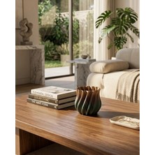 Senka 3D Kıvrımlı Siyah Metalik Vazo Modern Dekoratif Şık Ev Aksesuarı