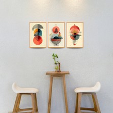 TASARIM ŞEYLER Retro Bauhaus Estetiği - 3'lü Minimalist Geometrik Duvar Dekoru